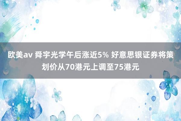 欧美av 舜宇光学午后涨近5% 好意思银证券将策划价从70港元上调至75港元