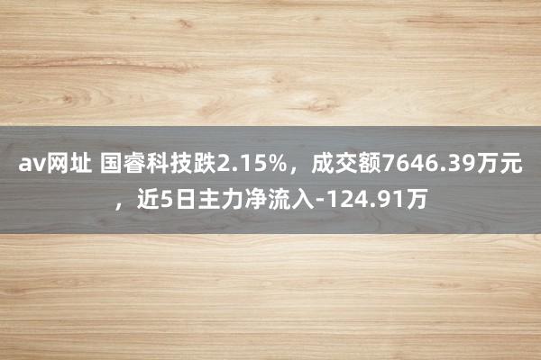 av网址 国睿科技跌2.15%，成交额7646.39万元，近5日主力净流入-124.91万