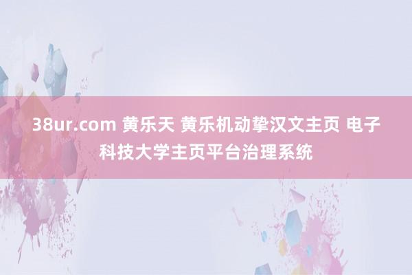 38ur.com 黄乐天 黄乐机动挚汉文主页 电子科技大学主页平台治理系统